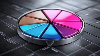 Poster - Colorful Pie Chart on a Dark Background for Business Presentation