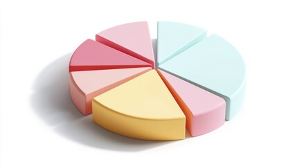 Leinwandbilder - Colorful Pie Chart Segments on a White Background Displaying Data