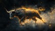 © LuvTK - A celestial bull galloping through space, its muscular form composed of swirling stardust and galaxies, stars glowing across its body, the infinite blackness of the cosmos as its backdrop, hd quality,