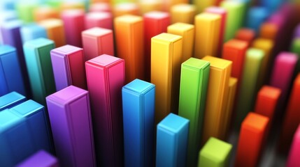 Poster - Colorful 3D Bar Graphs Representing Data and Statistics Analysis