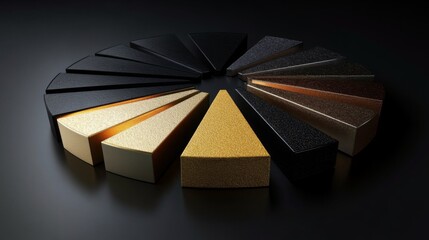 Leinwandbilder - Elegant Geometric Shapes in Black, Gold, and White Color Arrangement
