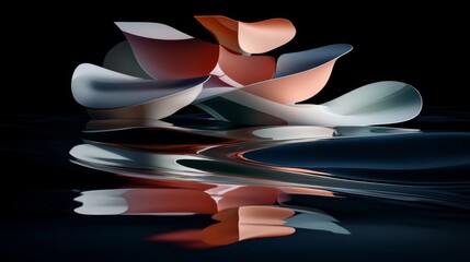 Leinwandbilder - Abstract Composition with Flowing Shapes and Reflections on Water