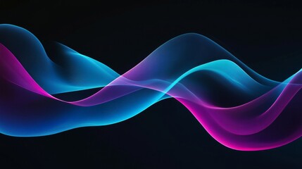 Aufkleber - Abstract Waves of Light in Blue and Pink Colors on Dark Background