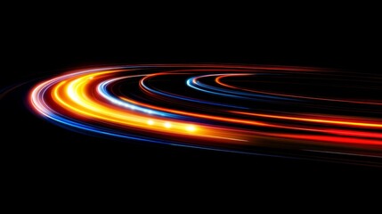 Poster - Vibrant Light Trails Creating Dynamic Patterns Against Black Background