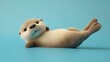 © night - A cartoon otter with big eyes is floating on its back against a blue background.