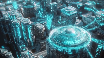 Aufkleber - Innovative energy conservation project showcasing smart cities urban environments digital visualization futuristic technology