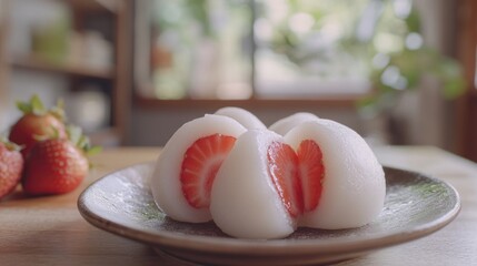 Wall Mural - Fresh strawberry plate