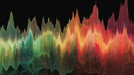 Aufkleber - Colorful Sound Wave Visualization in Abstract Digital Art Style