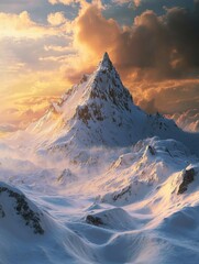 Wall Mural - snowy mountain landscape