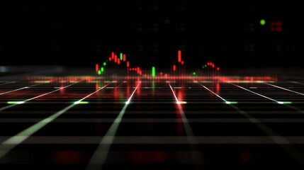 Wall Mural - Data Visualization of Financial Market Trends with Red Green Graphs