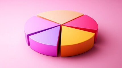 Fototapete - Colorful pie chart segments on a soft pink background