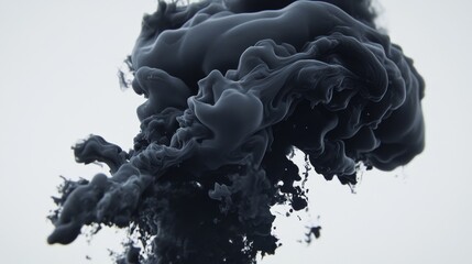 Poster - Black Ink Swirling in Water Creating Abstract Shapes and Patterns