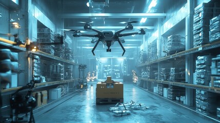 Aufkleber - Advanced drone operations for vaccine distribution in high-tech warehouse environment