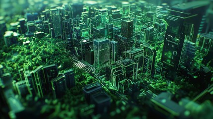 Poster - Reimagining urban living a green future cityscape eco-friendly environment aerial view sustainability concept