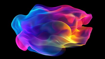 Poster - Colorful Abstract Wave Patterns on Black Background in Motion