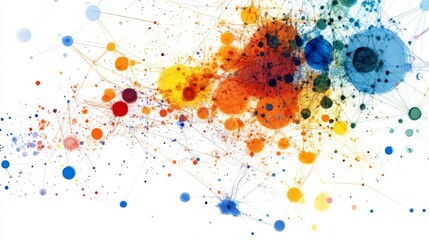 Poster - Vibrant Abstract Illustration with Colorful Bubbles and Connections