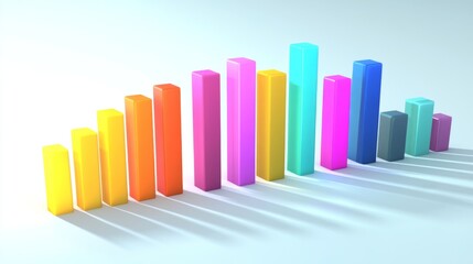 Poster - Colorful Bar Graph with Shadows on a Light Background