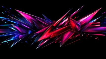 Fototapete - Abstract Colorful Shapes with Sharp Edges in Dynamic Arrangement