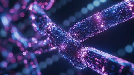 Poster - Abstract 3d graphics for blockchain visualization in a futuristic digital environment with innovative technology