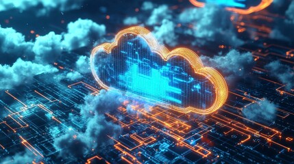 Leinwandbilder - Innovative cloud computing visualization digital environment abstract art futuristic viewpoint data conceptualization
