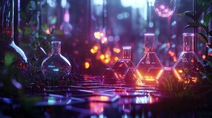 Poster - Innovative government-supported biotechnology lab urban environment conceptual visuals futuristic aesthetic