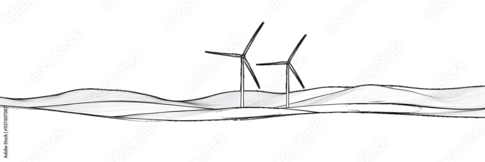 The wind power one line art is composed of a single continuous line art ...
