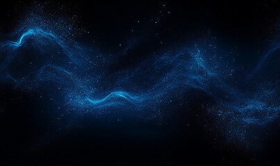 dark grainy background, glowing blue abstract noise texture shape on black banner poster header back