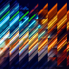 Wall Mural - Motion of colorful trail lights. Abstract Rainbow light trails on the dark background