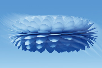 Abstract flower petals design against blue background