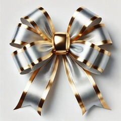 Wall Mural - Elegant Silver Gold Ribbon Bow Festive Gift Decoration Design