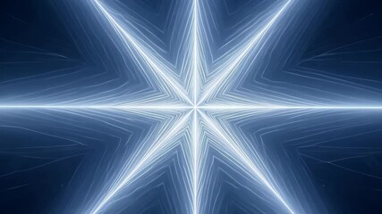 Poster - Visual display of dynamic blue light patterns creating a star shape in a dark environment at night