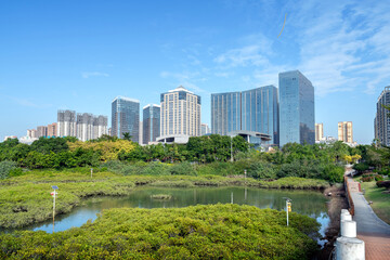 Wall Mural - The city scenery of Fangchenggang, which is located in Beibu Gulf, Guangxi.