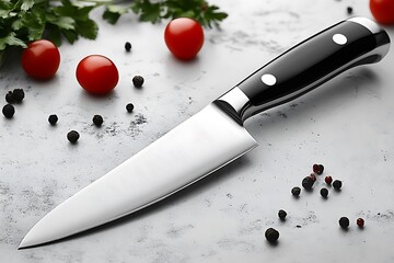 Steel knife with brown wooden handle on white background isolated close up, big chef knife, sharp stainless blade, silver metal butcher knife, kitchen utensil, cutting tool, dangerous weapon