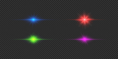 Wall Mural - set of multicolor horizontal light effects of lens flares