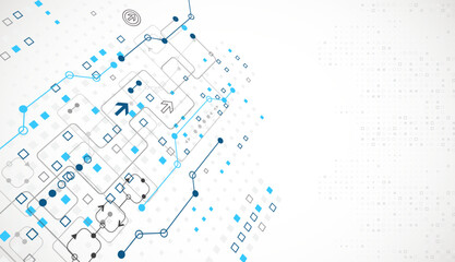 Abstract technology concept. Circuit board, high computer color background. Vector illustration.