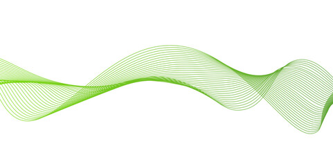 Wall Mural - Abstract Green Wave Line Background with Flowing Curves,Colorful vector background.green wave melody lines on white background,green lines vector banner template background design.