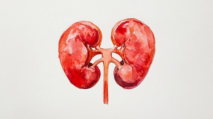 Wall Mural - Watercolor Painting of Human Kidneys: Anatomy and Physiology