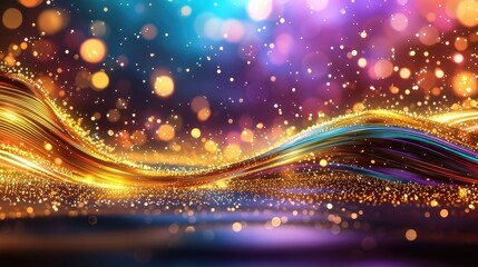 the blurred image showcases a mesmerizing array of colorful fiber optics lights, creating a futurist