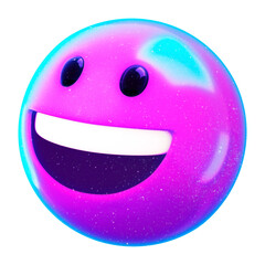 Poster - 3D purple emoticon png smiling face sticker, transparent background