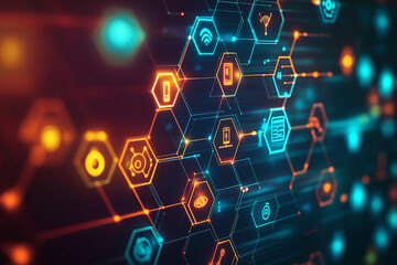Wall Mural - ict - information and telecommunication technology and iot - internet of things concepts. diagrams w