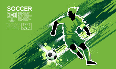 Wall Mural - Soccer bannerTemplate , Football , layout design, green theme