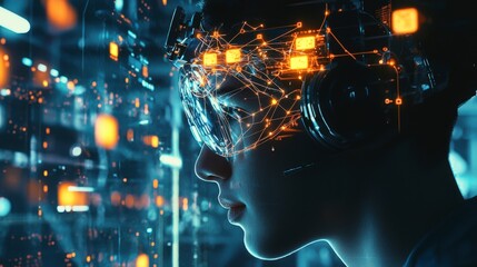 Leinwandbilder - Neurotechnology advancements in digital interfaces tech lab conceptual image futuristic environment close-up view innovation