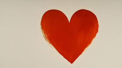 Canvas Print - A Red Heart Painted On A Beige Background