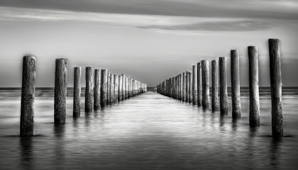 Wall Mural - old pier and sea view