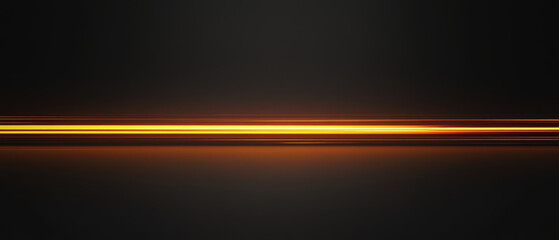 Wall Mural - A long, thin line of orange light is reflected in a dark background