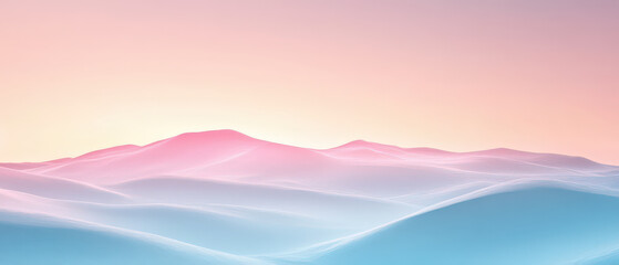 Wall Mural - A mountain range with a pink and blue sky in the background