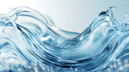 Wall Mural - Elegant close-up of clear water waves dynamically flowing, creating intricate patterns of light and movement.