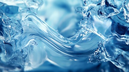 Wall Mural - abstract close-up of fluid, swirling ice, showcasing intricate textures and shades of blue.