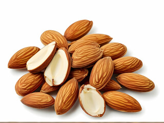 Wall Mural - almonds on white background