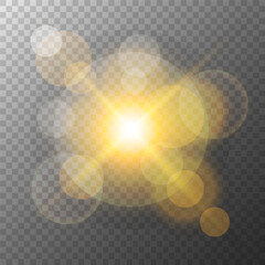 Aufkleber - Bright bokeh sunlights. Blurred overlay template. Abstract blur light effect. Transparent background. Vector illustration.